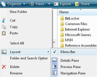 Vista Explorer Layout