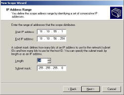 DHCP Scope create Subnet Mask Enable Options