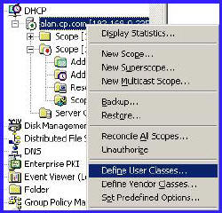 DHCP Define User Classes