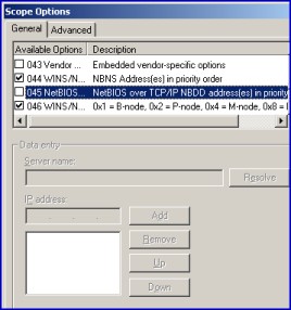 WINS and DHCP options 044 and 046 h-node, m-node.