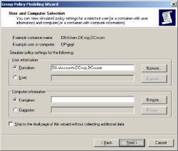 Group Policy Modelling  GPO settings