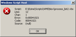 Error Code 80041021 WMI VBScript