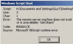 Code 800A01CE - Remote Server does not exist