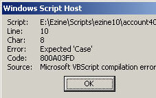 Error Code 800A03FD - Expected 'Case'