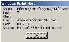 Code 800A01F5 Illegal assignment WSH Script