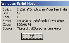 Error 800A01F4 Variable is undefined - Windows Script Host