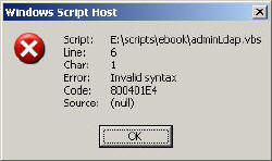 800401E4 - Invalid Syntax LDAP VBScript error