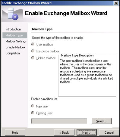 Enable Exchange Mailbox Wizard