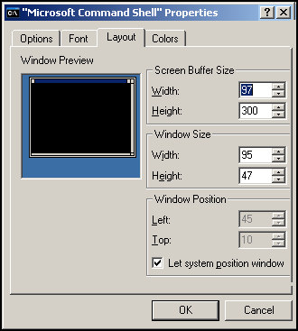 Microsoft PowerShell Increase the size of the MSH box