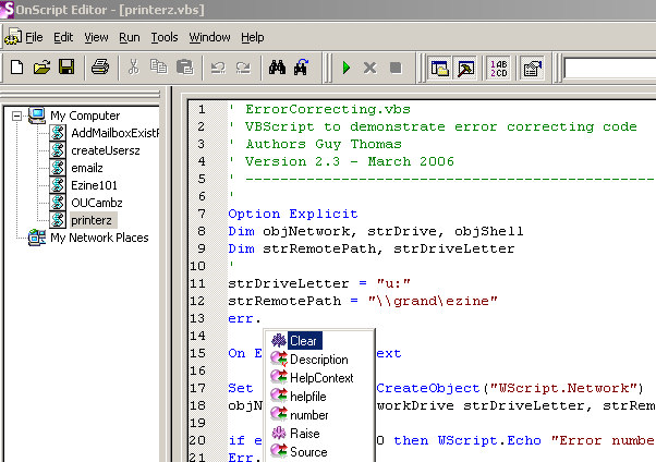 OnScript VBScript Editor