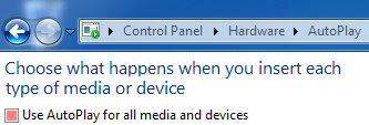 AutoPlay Windows 7 Disable